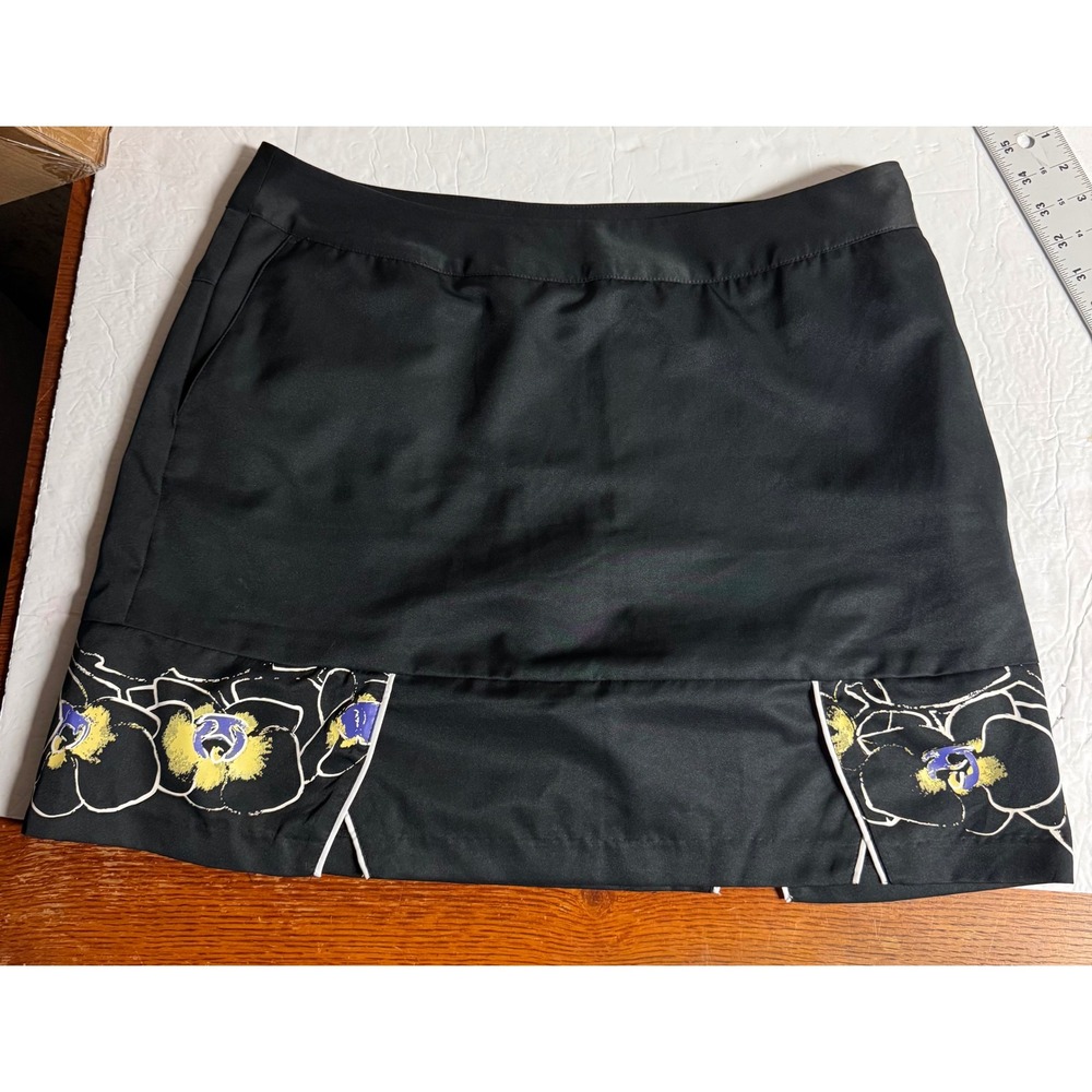 Adidas Climacool Womens Golf Skort Black Floral Print Athletic Skirt Size 12